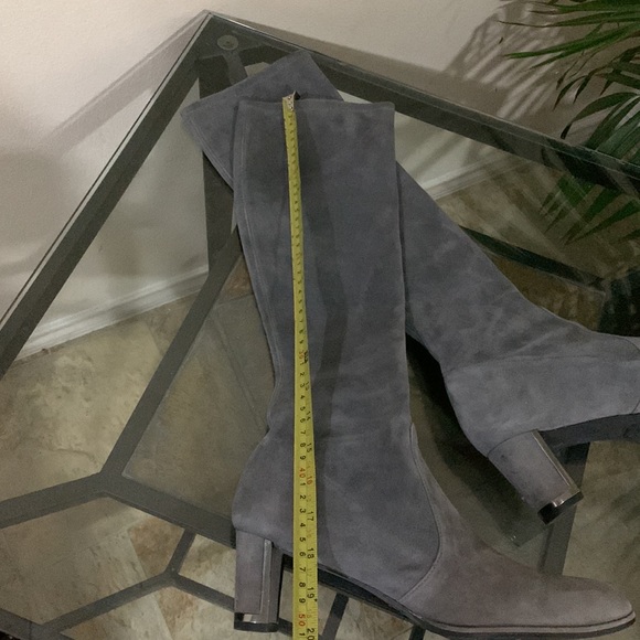 STUART WEITZMAN Suede Metal trim Heel Boots - Picture 10 of 12